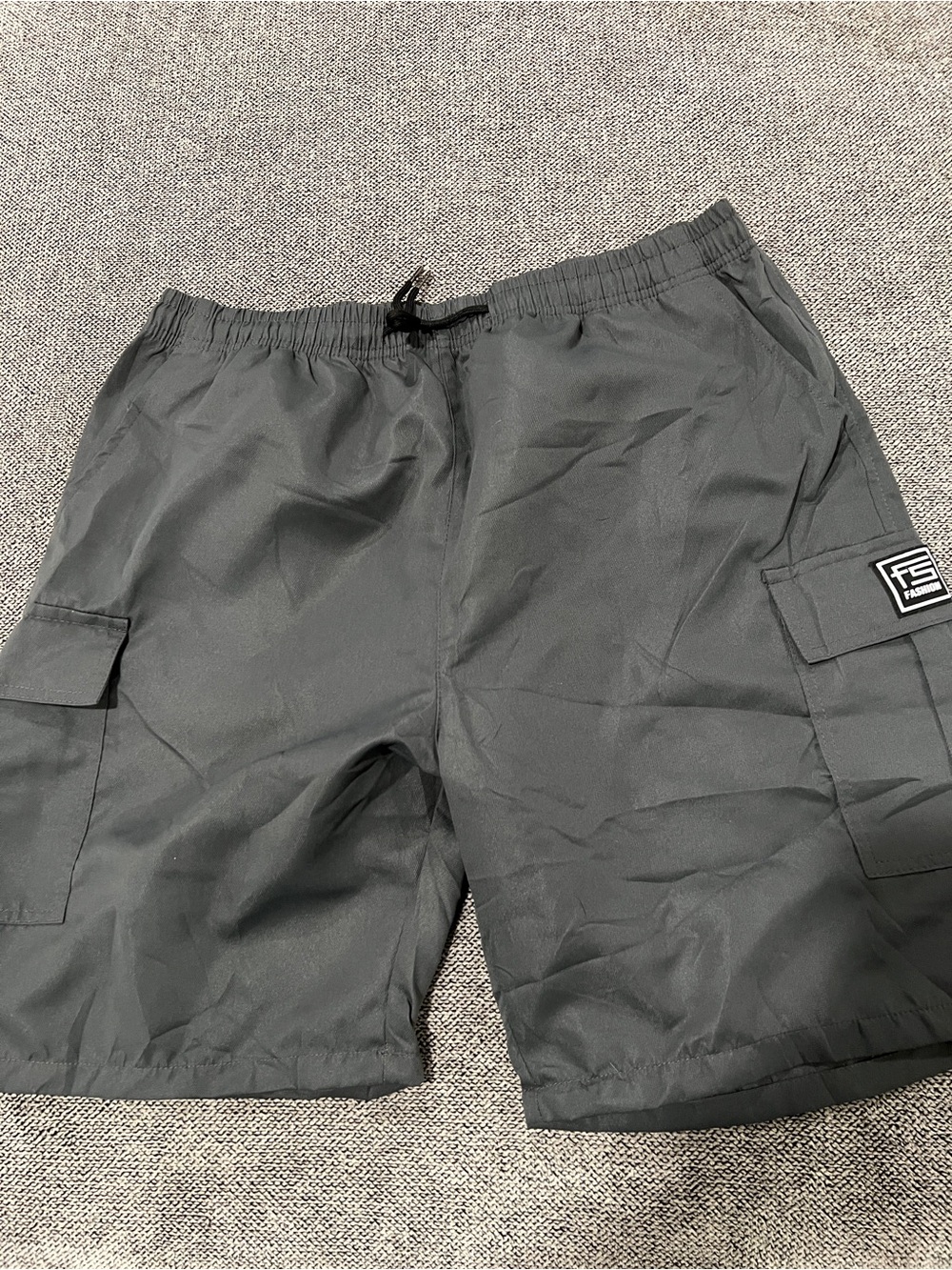Men's Grey Cargo Shorts - Comfortable Drawstring Waist - XXL (02)